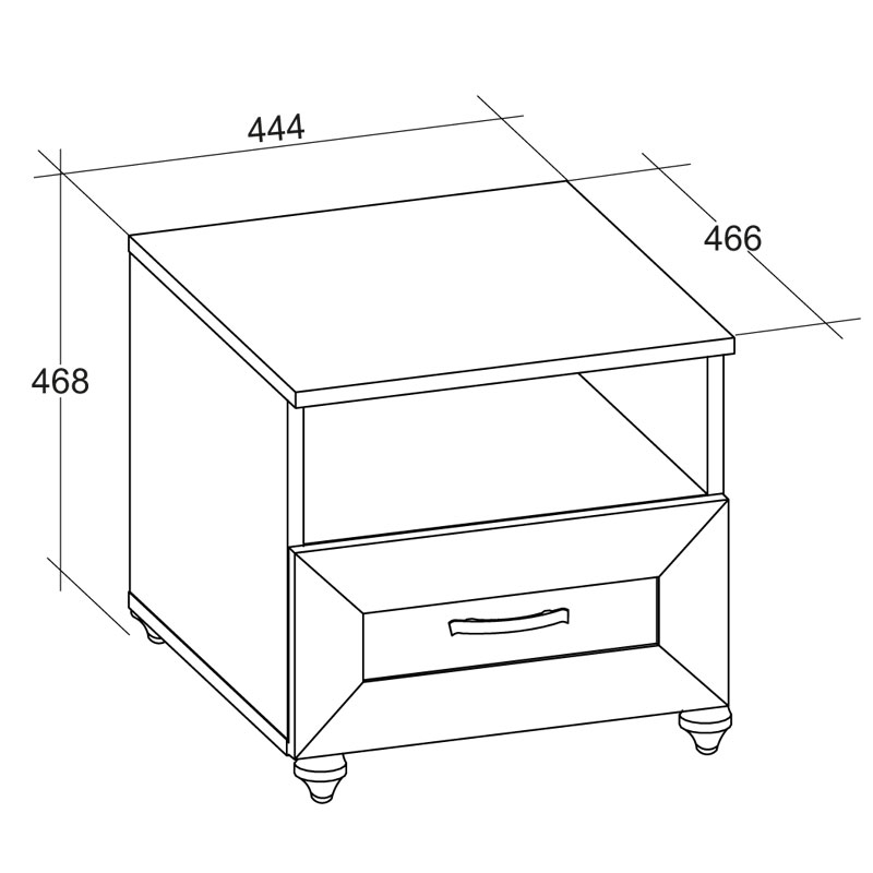 Чертеж прикроватной тумбочки